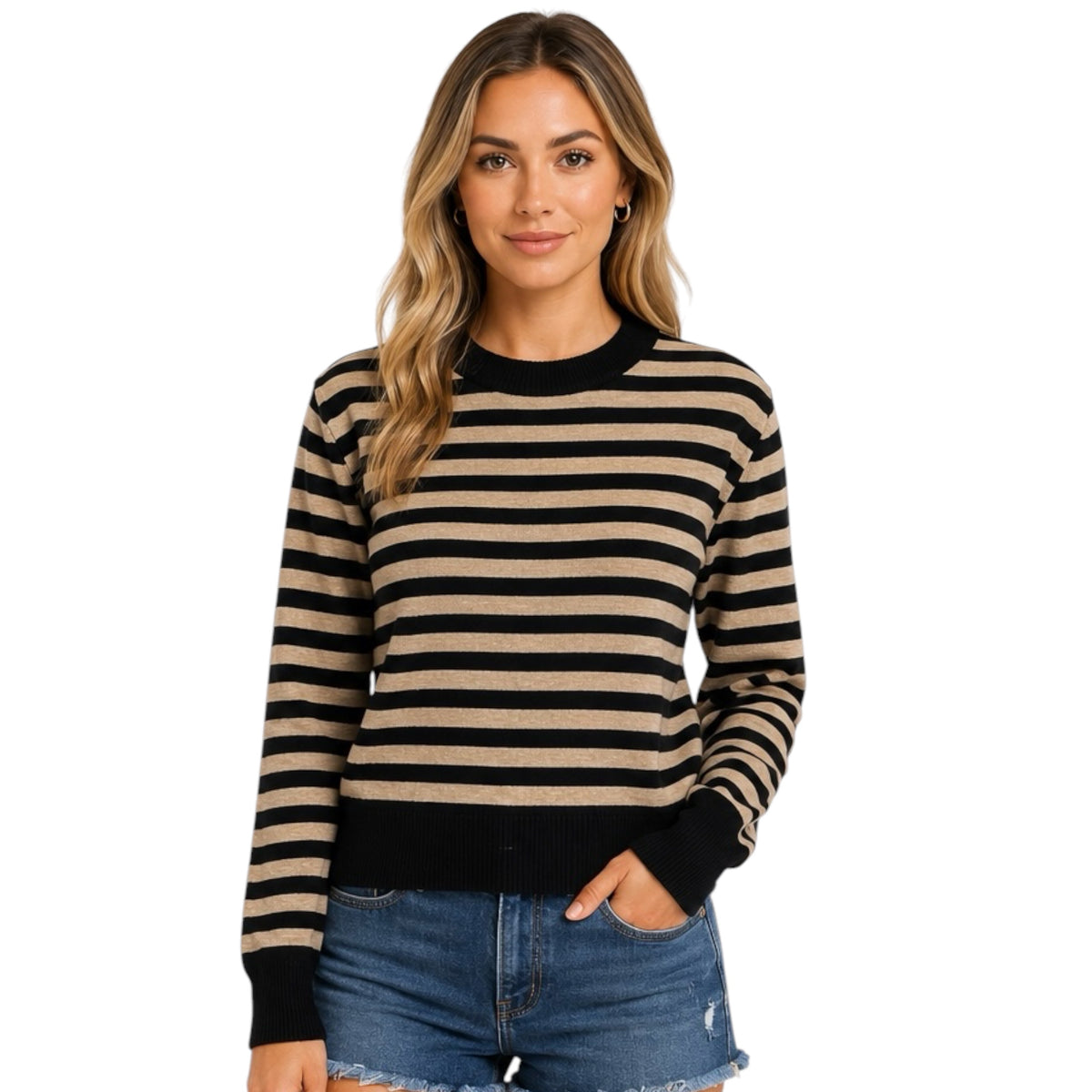 Black/Taupe Sweater Top