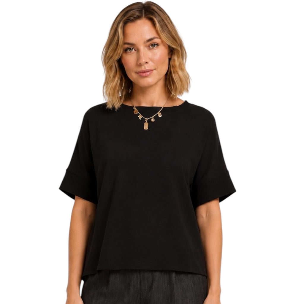 Black Contrast Hem Detail Top