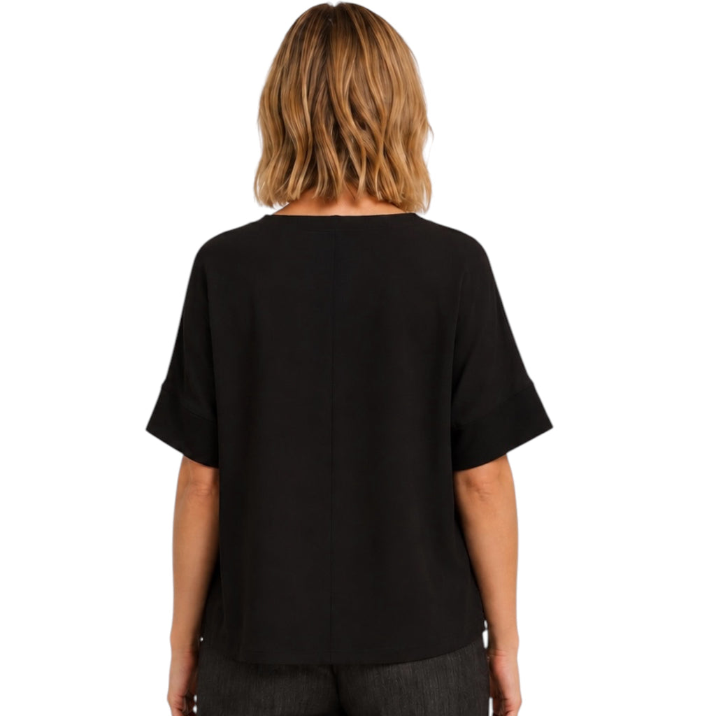 Black Contrast Hem Detail Top