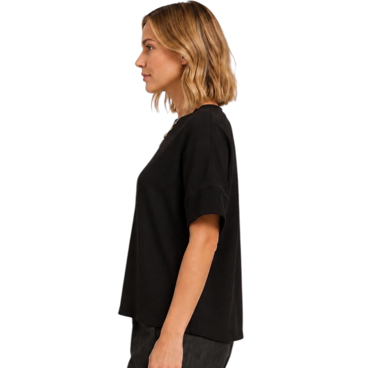 Black Contrast Hem Detail Top