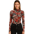 Black Floral Mesh Top