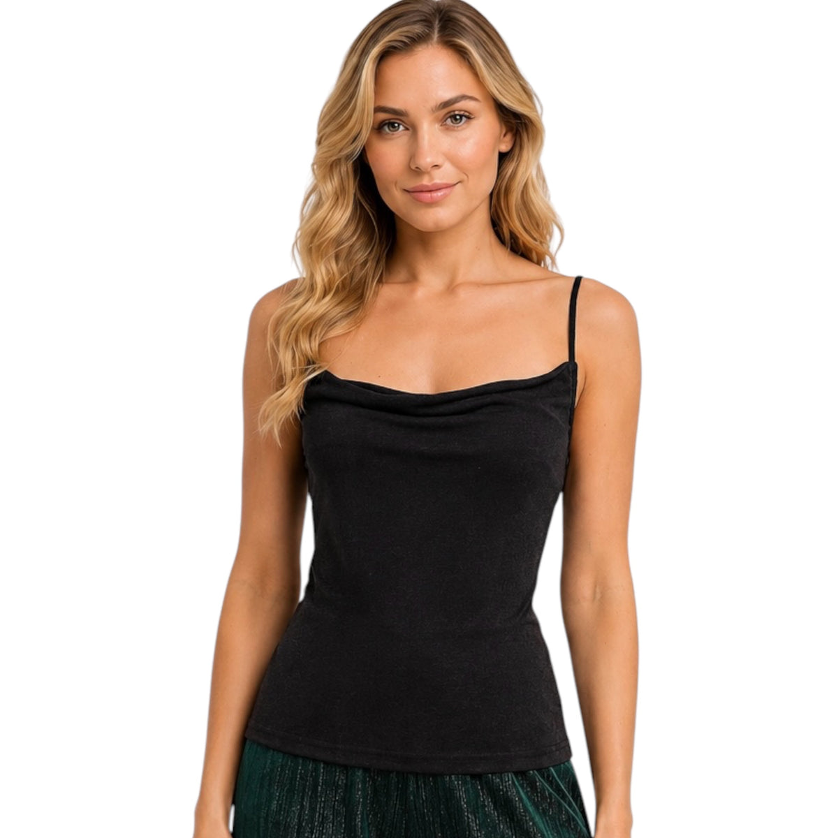 Black Cowl Neck Knit Top