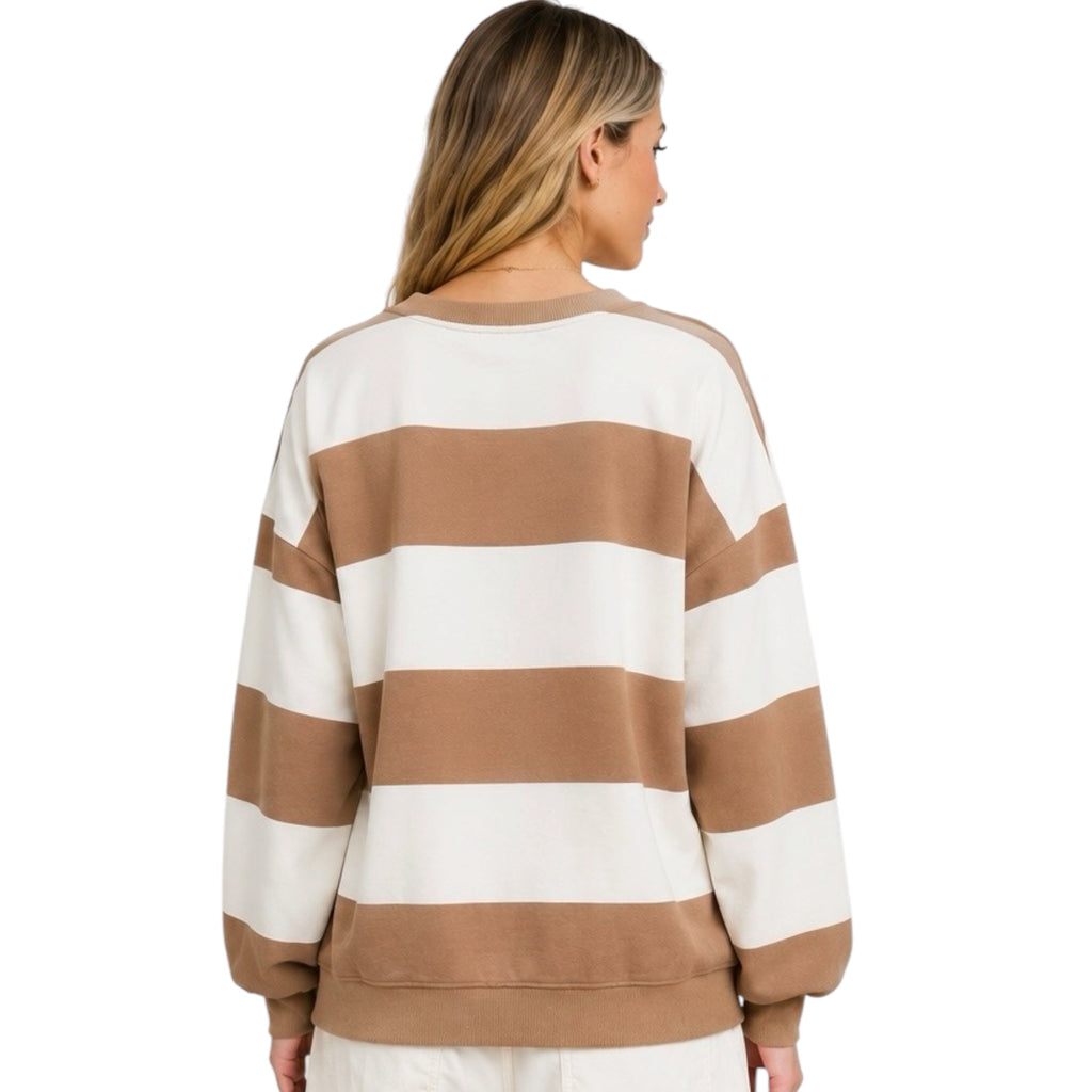 Oversized Wide Stripe Crew Neck Knit Top