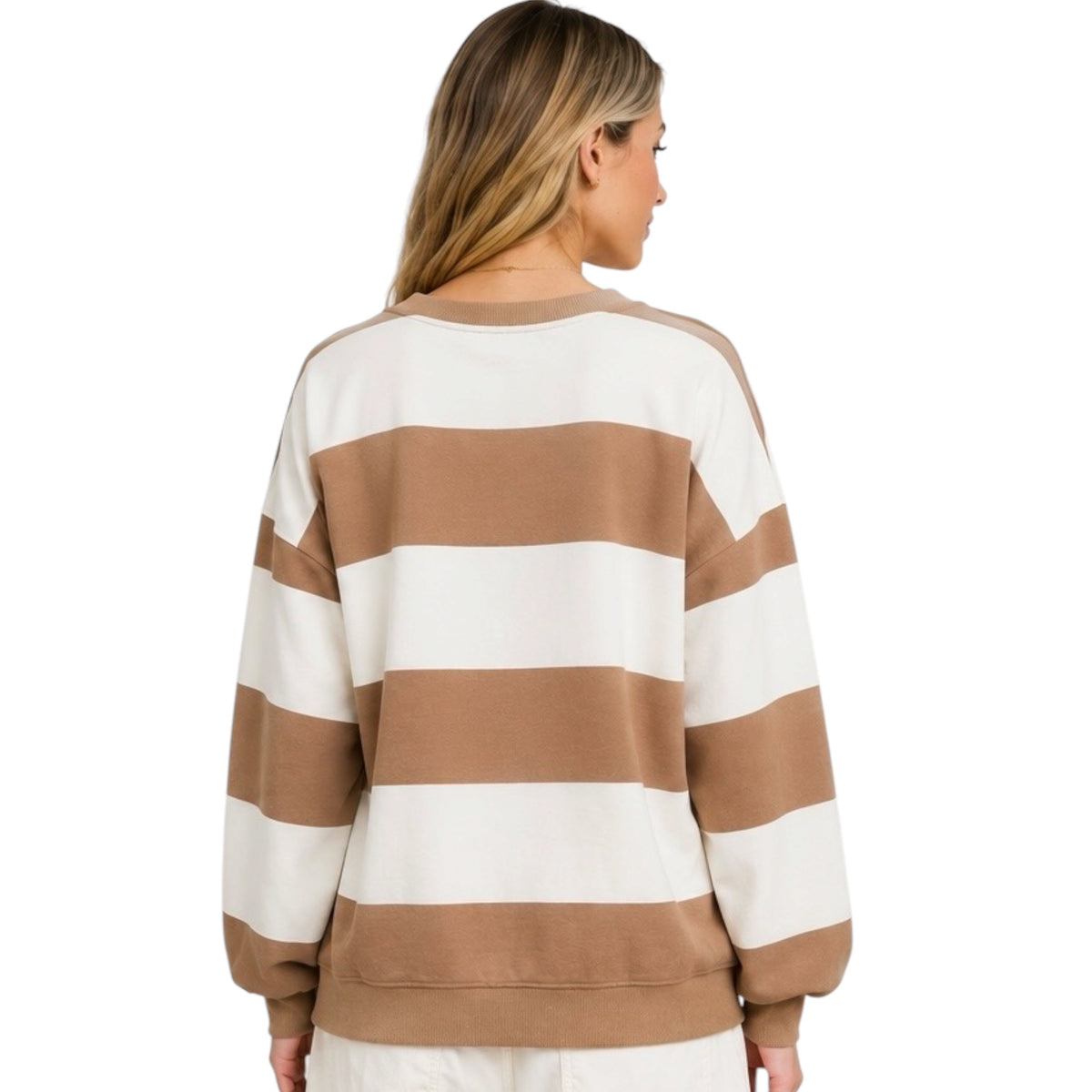 Oversized Wide Stripe Crew Neck Knit Top