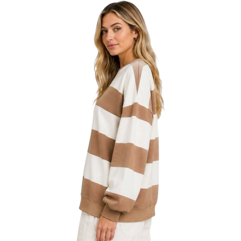 Oversized Wide Stripe Crew Neck Knit Top