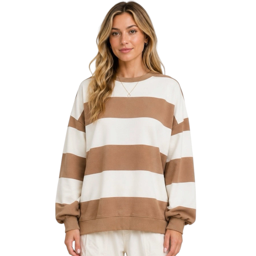 Oversized Wide Stripe Crew Neck Knit Top