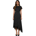 Polka Dot Lace Trim Short Sleeve Midi Dress