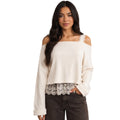 Off-Shoulder Layered Lace Long Sleeve Knit Top