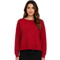 Boat Neck Raw Edge Relaxed Knit Pullover Sweater