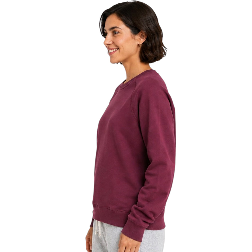 Dark Cherry Crew Neck Raglan Sleeve Sweatshirt