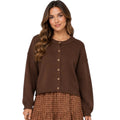 Raw Edge Exposed Seam Button Down Knit Cardigan