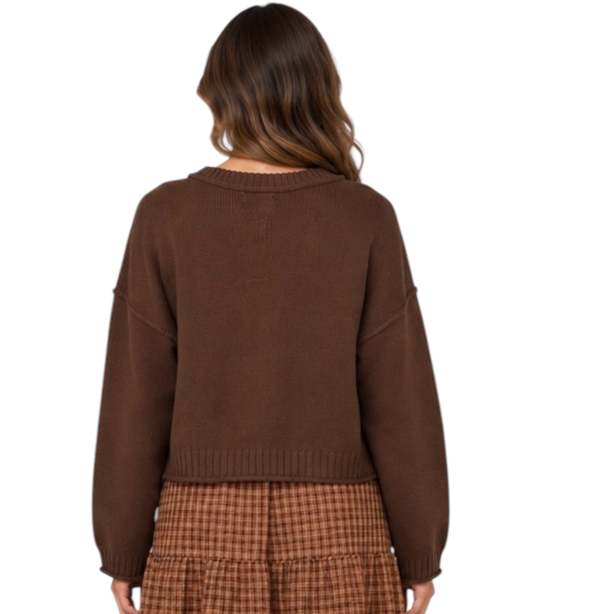 Raw Edge Exposed Seam Button Down Knit Cardigan