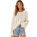 Beige Oversized Cable Knit Sweater