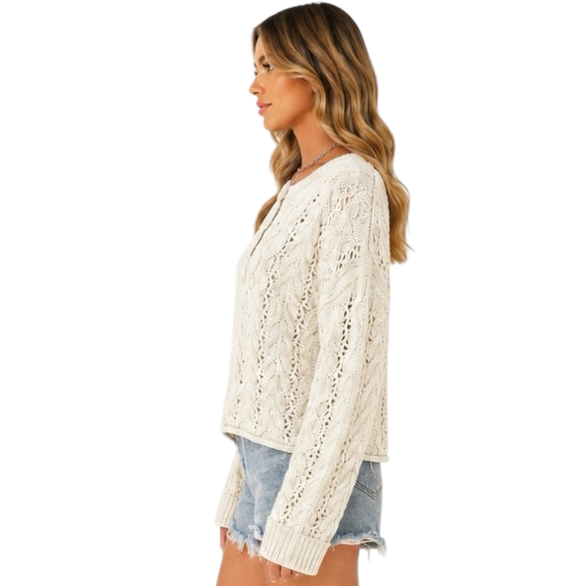 Beige Oversized Cable Knit Sweater