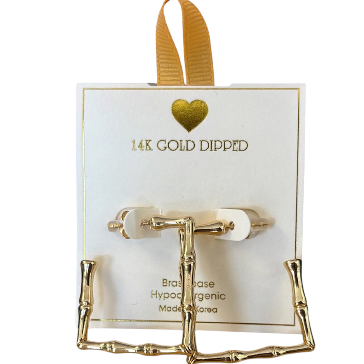 Yellow Ribbon 14K Gld Dipped Bamboo Luxe Hoops