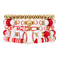 Baseball Charm Bracelet Set Red/White