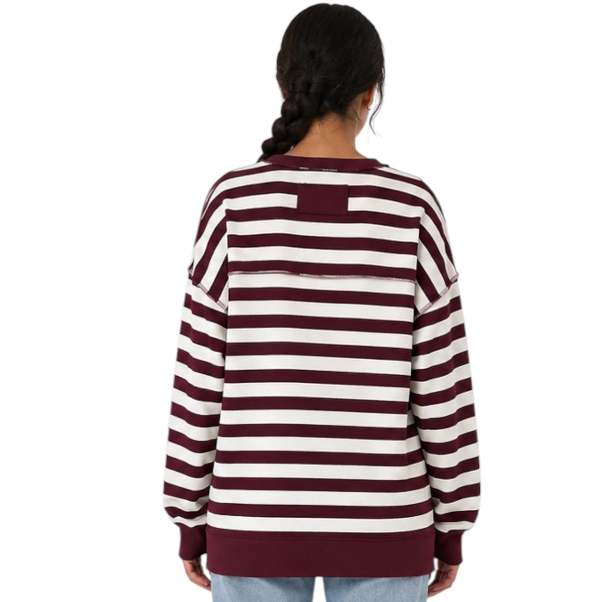 Burgundy/Cream Oversized Half Button Down Casual Knit Top