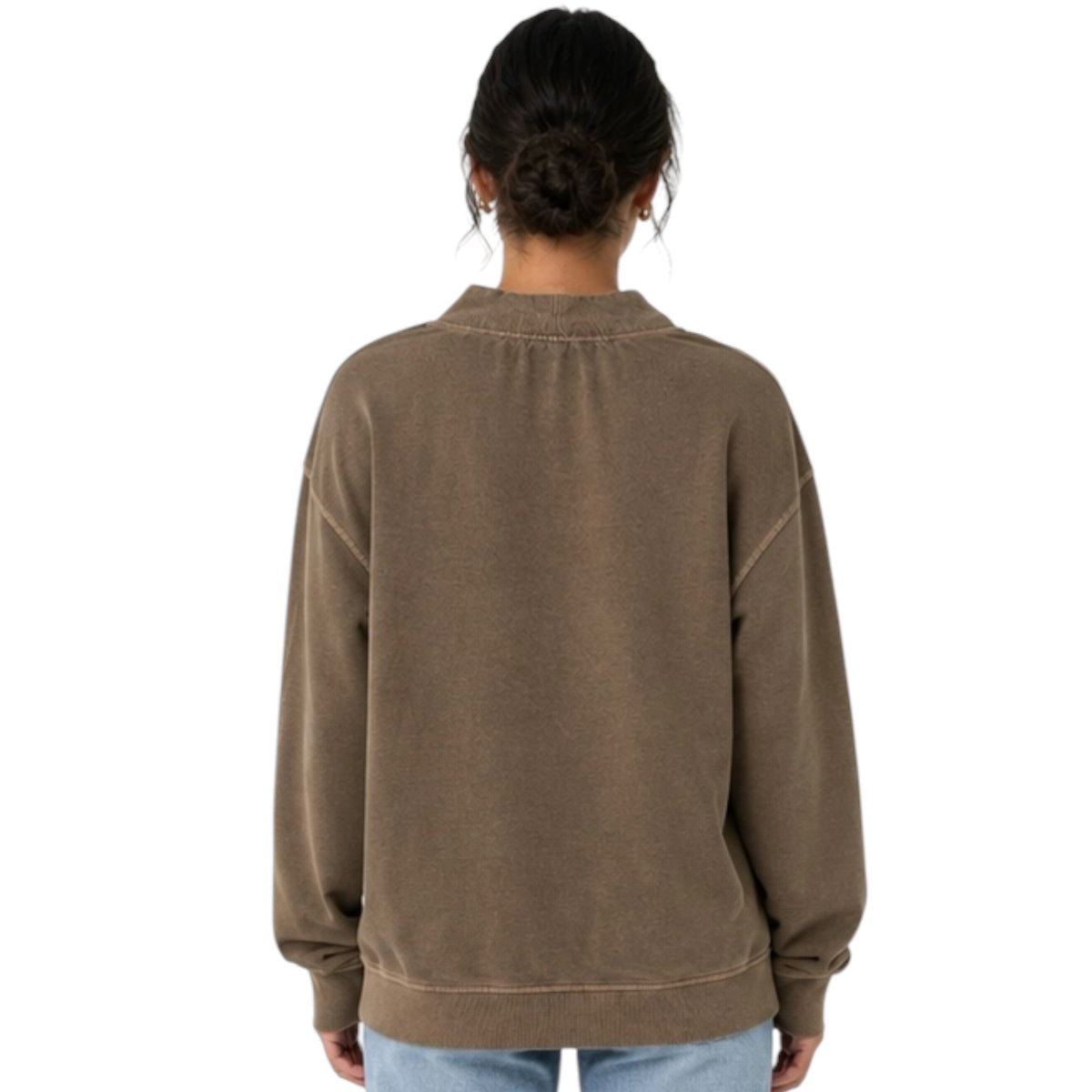 Brown Washed Detail Button Down Long Sleeve Cardigan