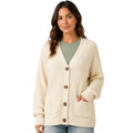 Cream Button Front Oversized Cardigan