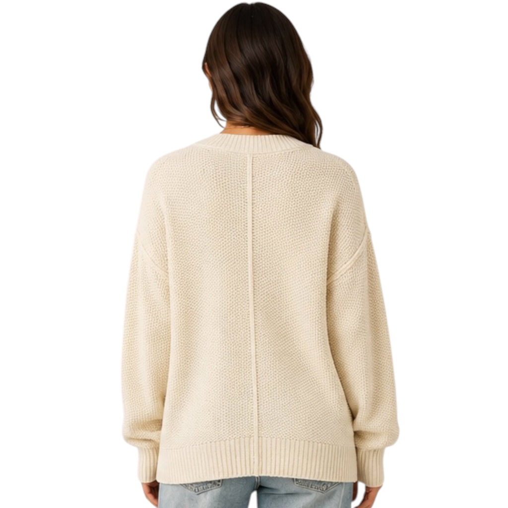 Cream Button Front Oversized Cardigan