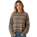Chestnut Striped Crew Neck Cozy Sweater