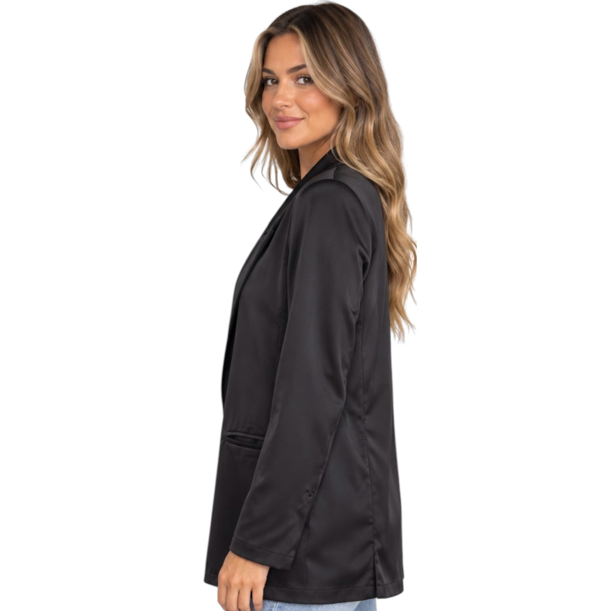 Black Blazer With Rolled Up Sleeve