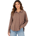 Cocoa Collared Neck Henley Knit Top