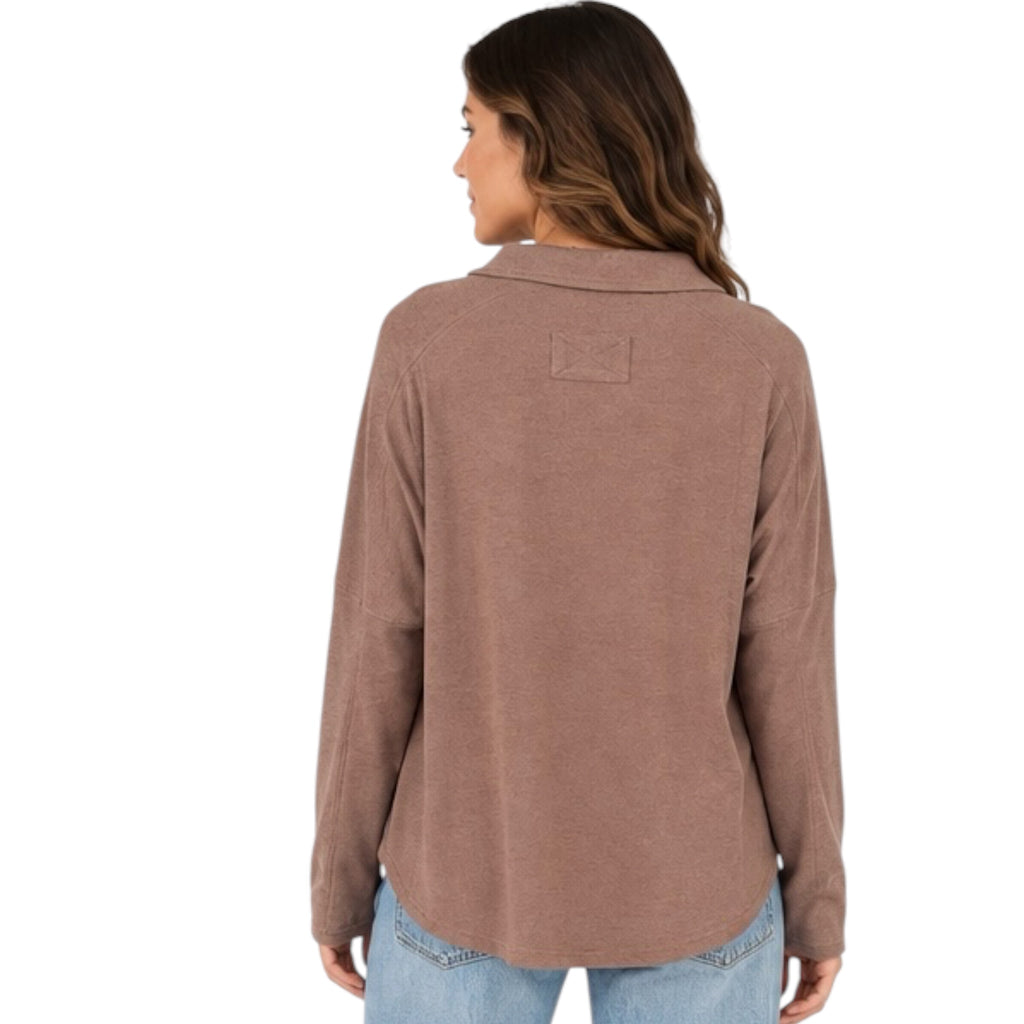 Cocoa Collared Neck Henley Knit Top