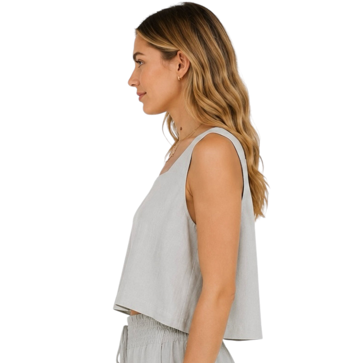 Cool Sage Soft Linen Square Neck Tank