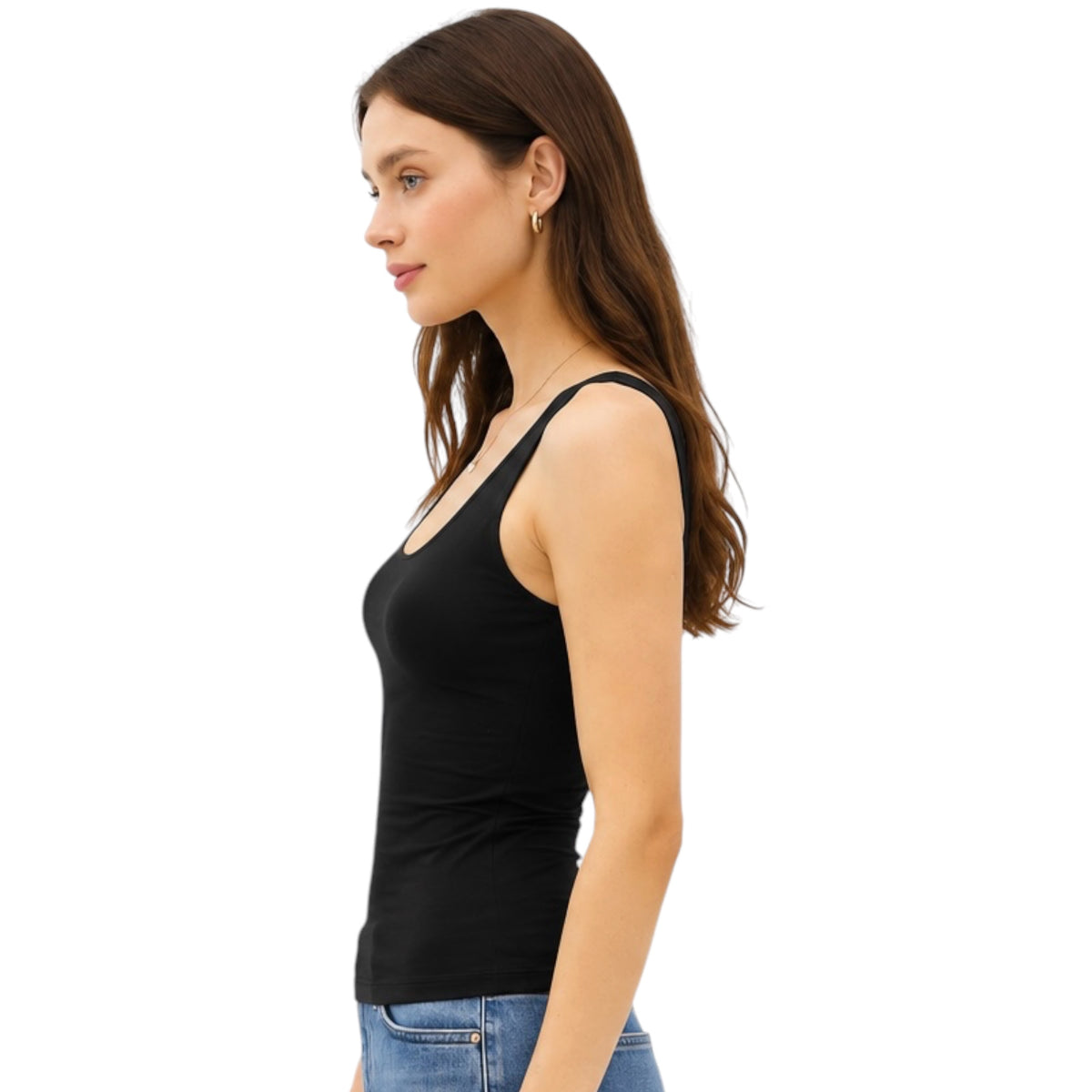 Black Basic Scoop Neck Tank