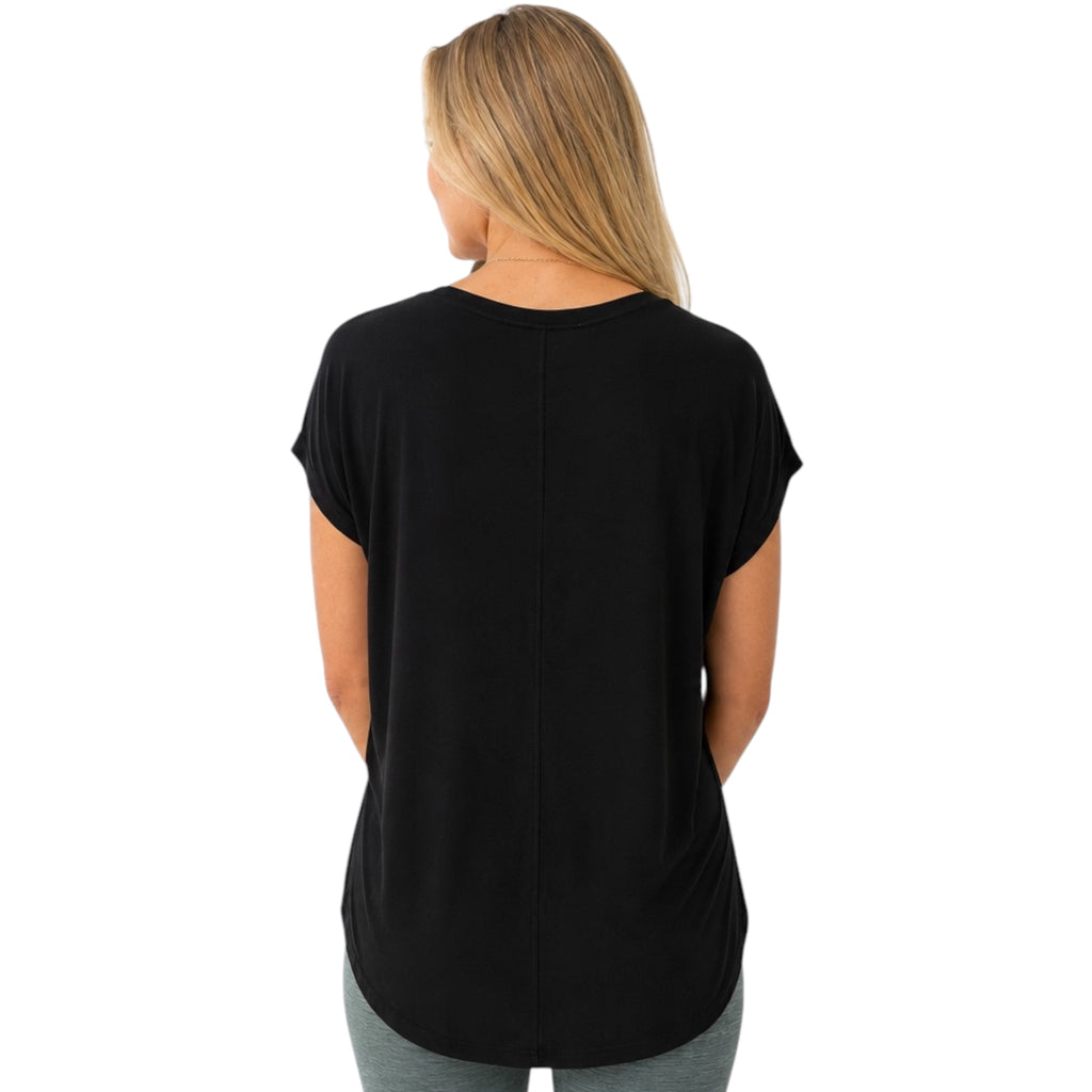 Black Dolman Sleeve Top with Round Neck