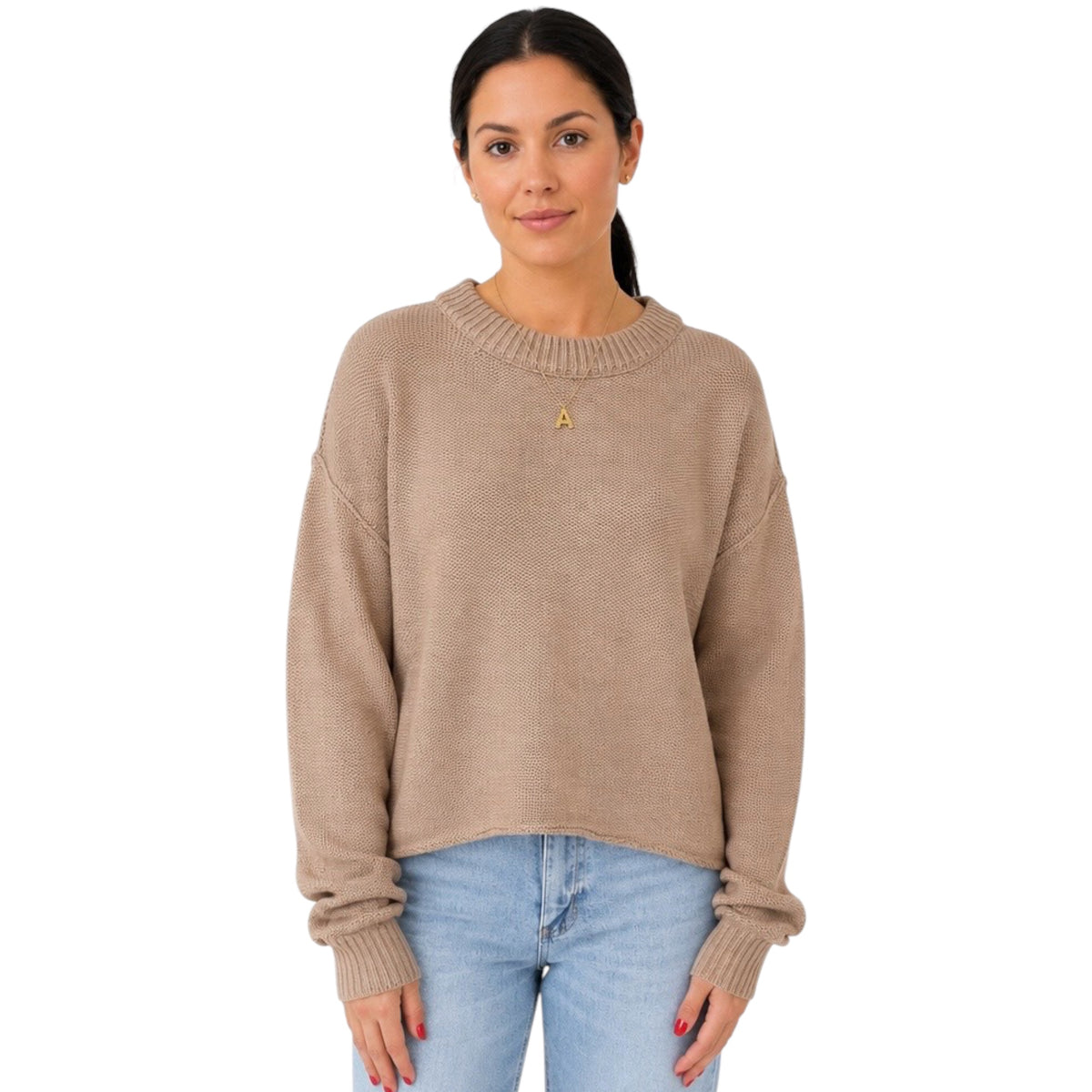 Dark Taupe Cropped Oversized Sweater