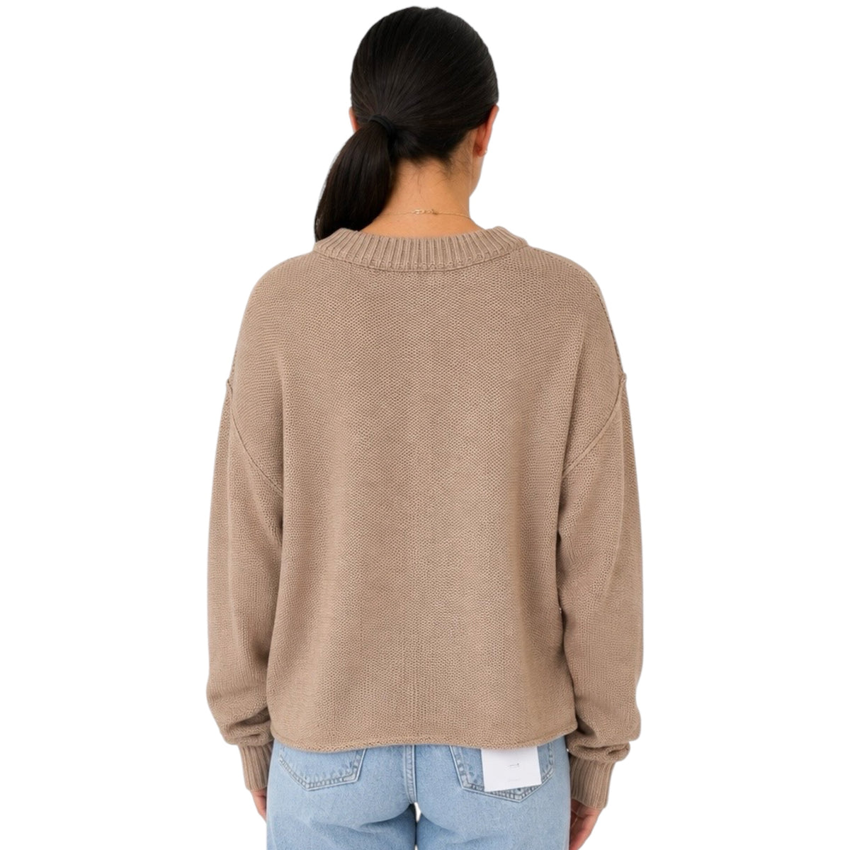 Dark Taupe Cropped Oversized Sweater