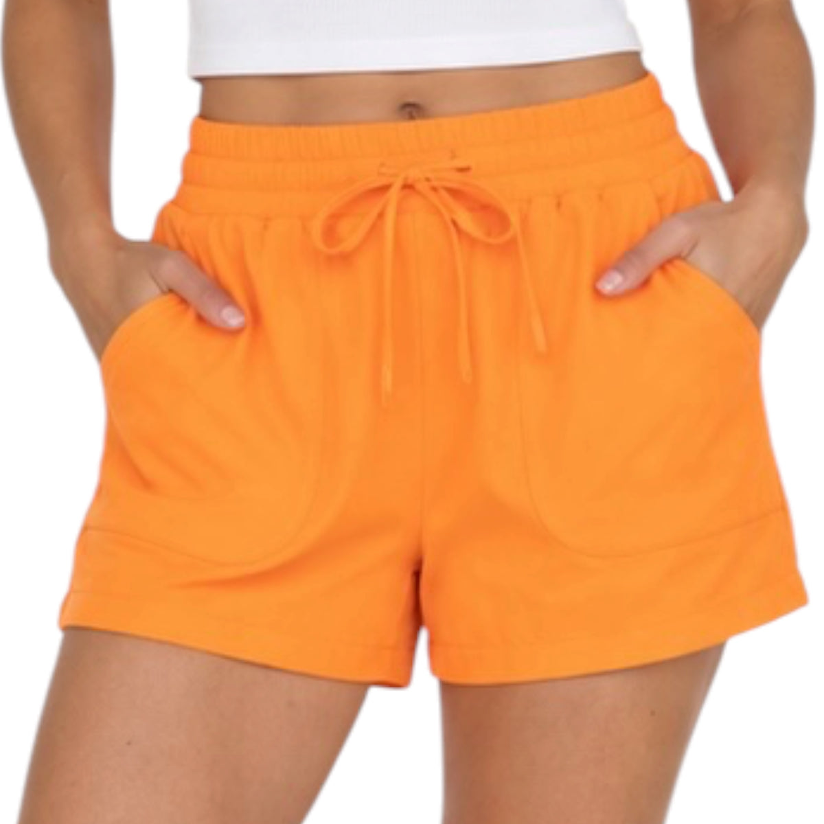 Orange Athleisure Shorts with Drawstring