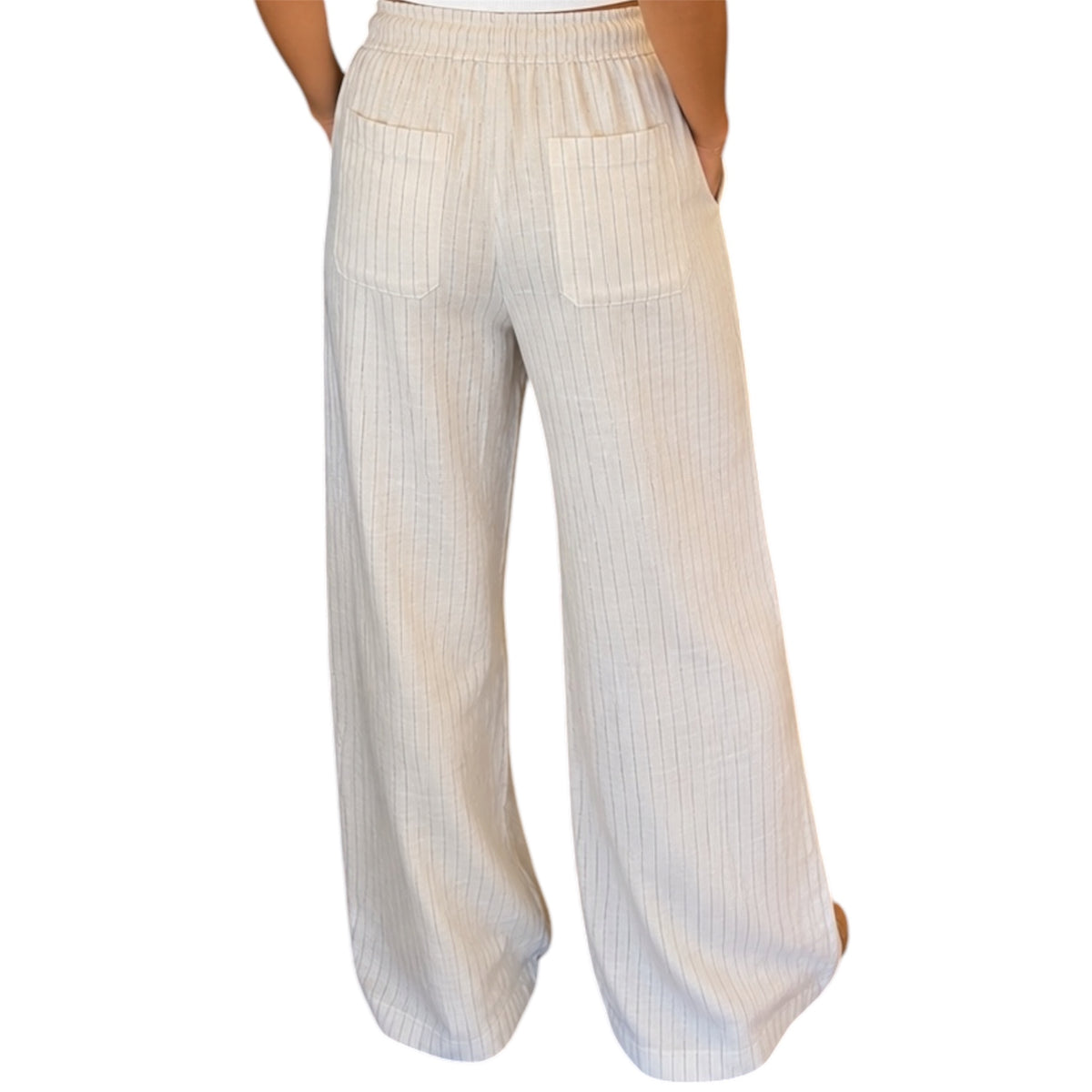 Stripe Wide Leg Linen Pants
