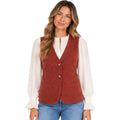 Rust Sleeveless V-Neck Tailored Button Vest