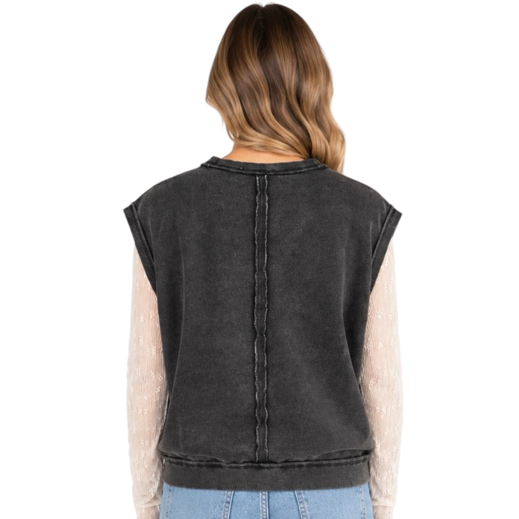 Black V-Neck Sleeveless Casual Vest