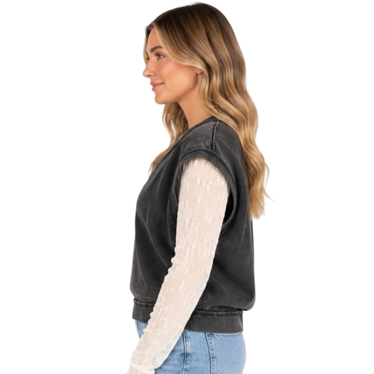 Black V-Neck Sleeveless Casual Vest