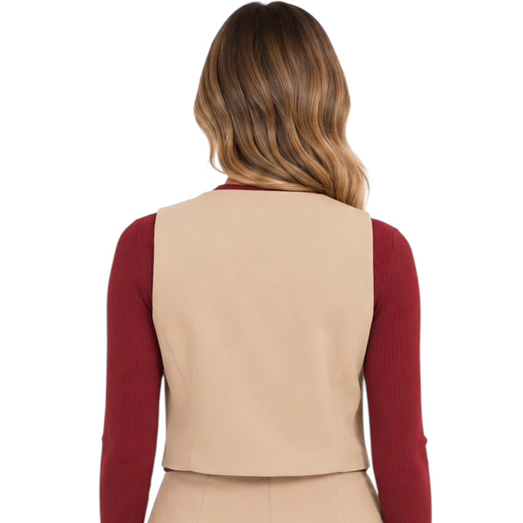 Dark Taupe Tailored Button Down Vest