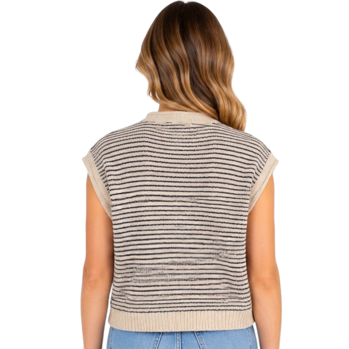 Natural Striped Sweater Vest