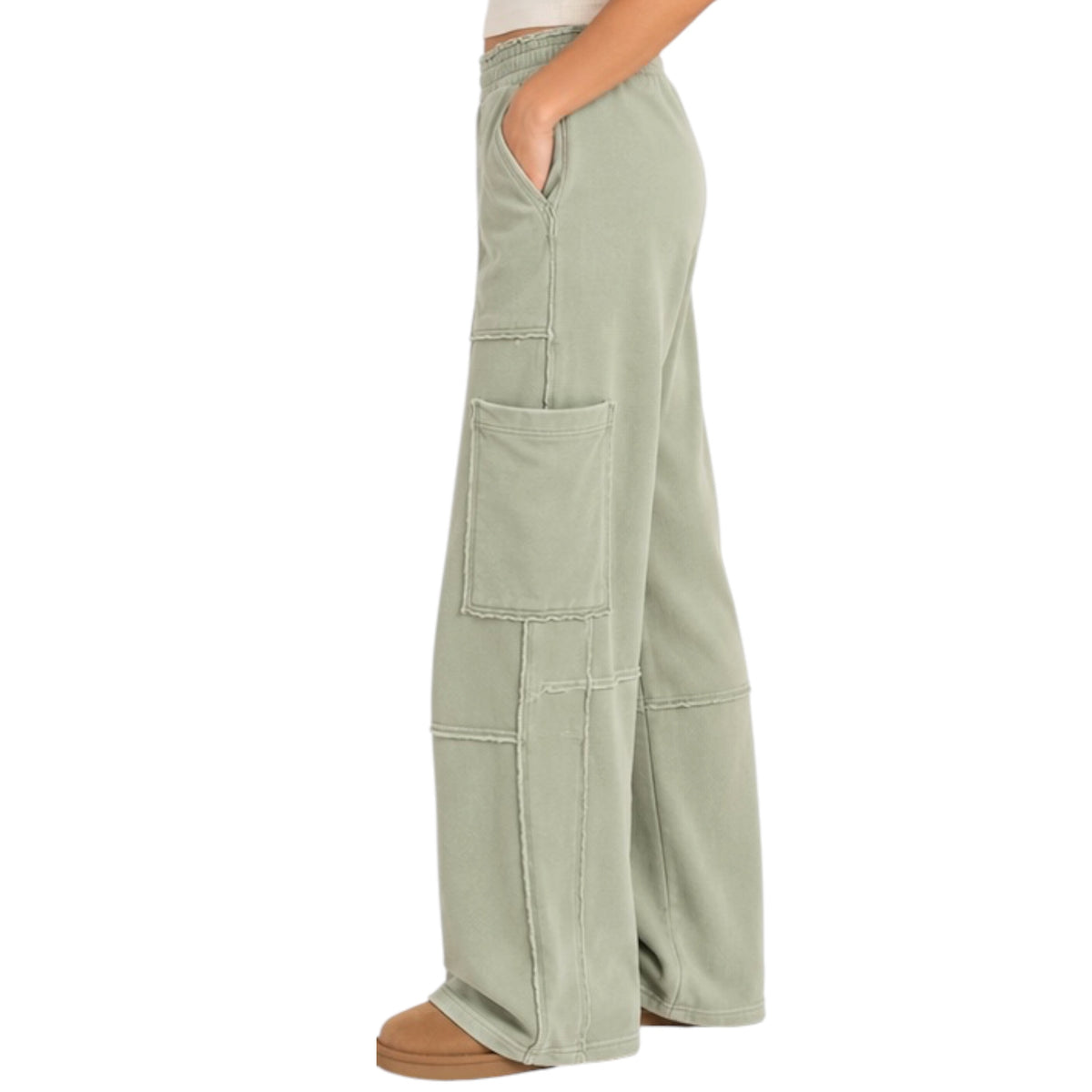Sage Green Oversized Utility Sweatpants