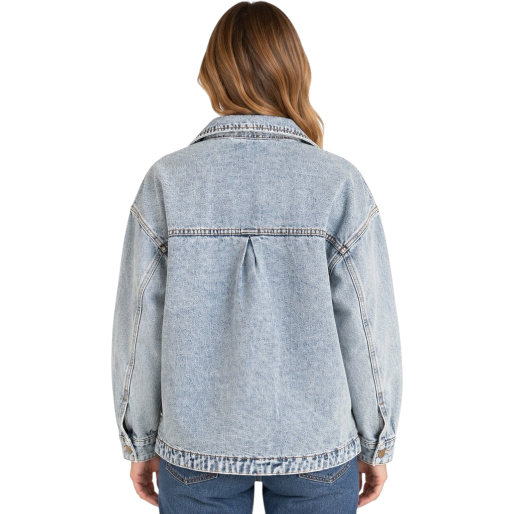 Light Vintage Denim Jacket With Square Pocket