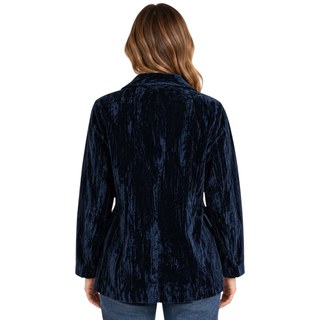 Indigo Crinkle Velvet Blazer