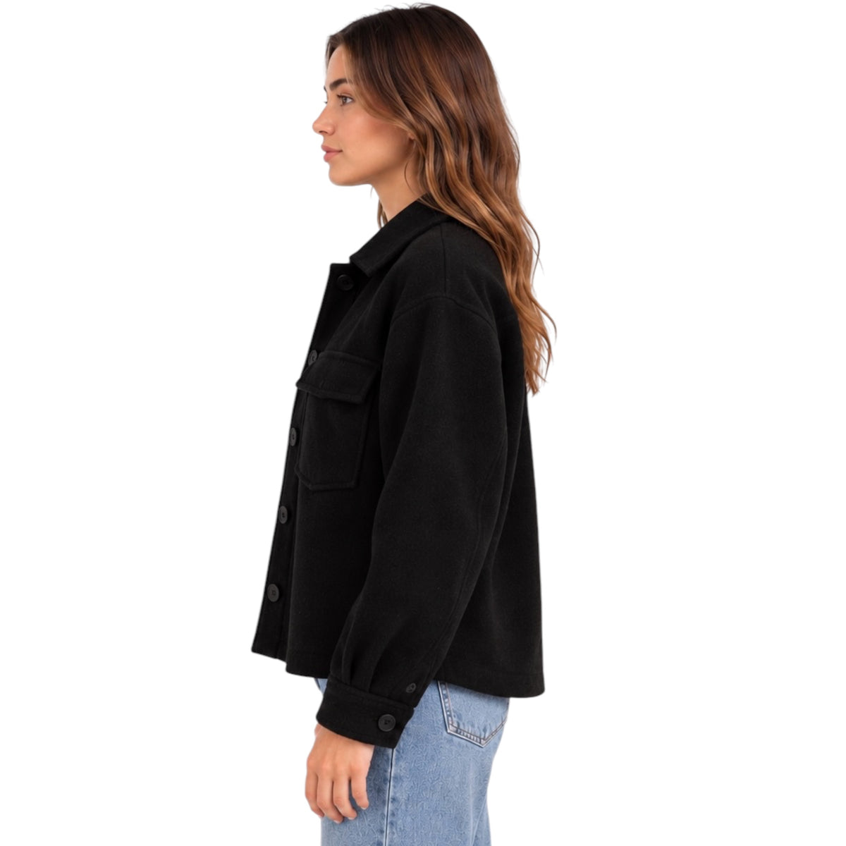 Black Long Sleeve Jacket W/ Flap Pockets