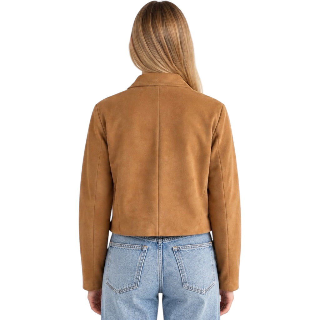 Camel Collared Jacket With Front Buttons