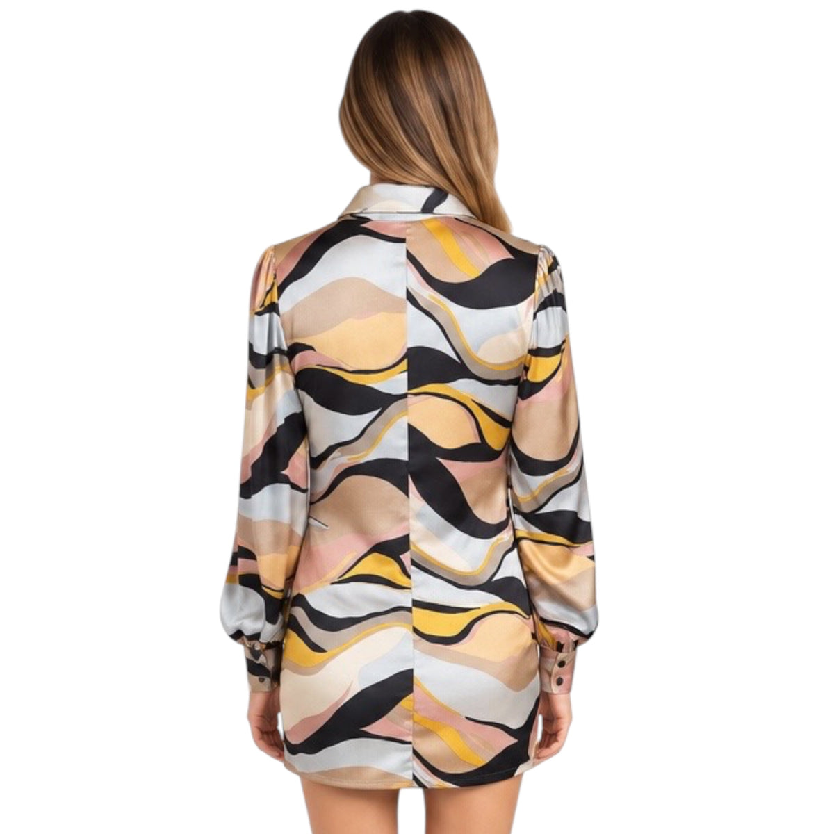 Black Multi Crinkle Mini Dress