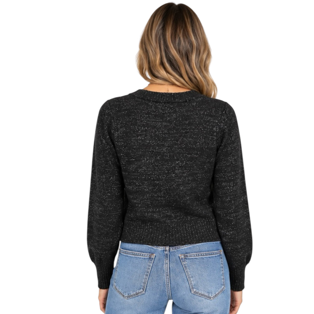 Black Luxe Button Cardigan