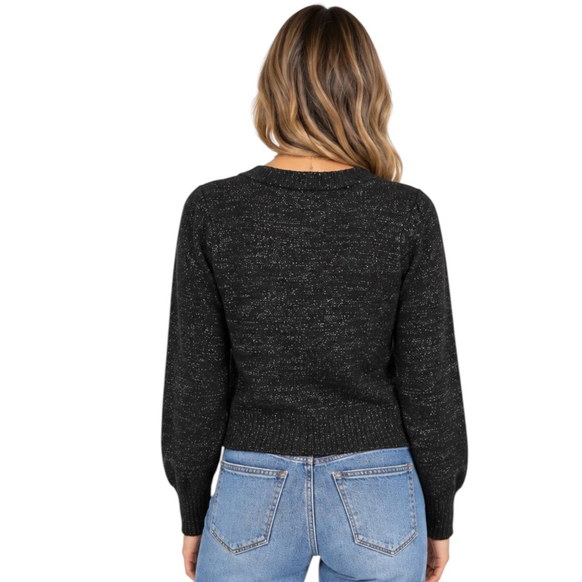 Black Luxe Button Cardigan