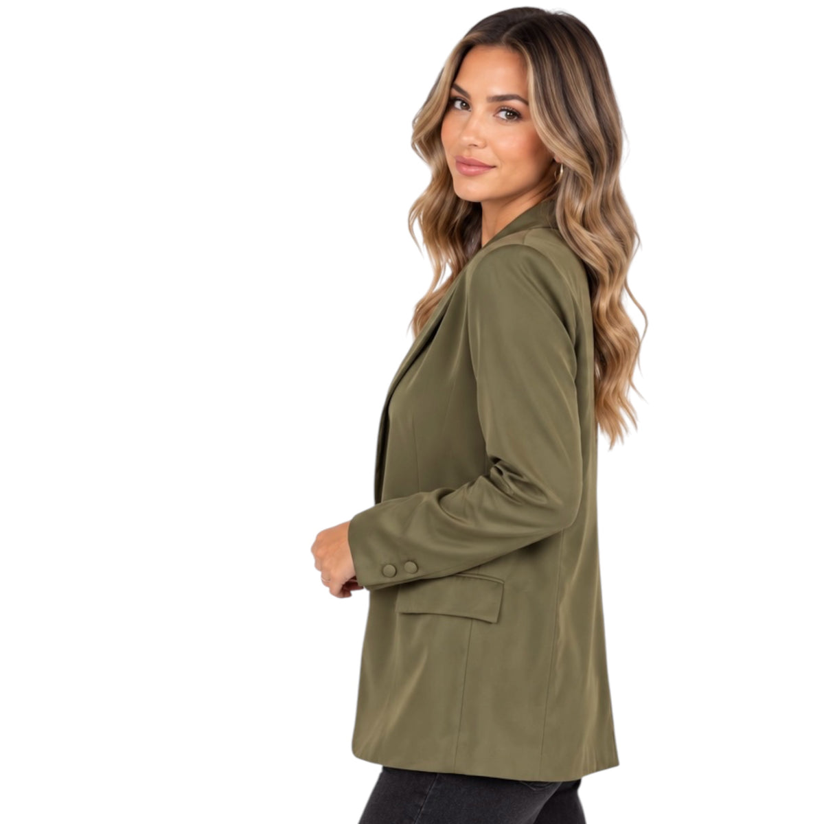 Olive Satin Blazer
