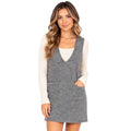 Charcoal V-Neck Sleeveless Knit Mini Dress
